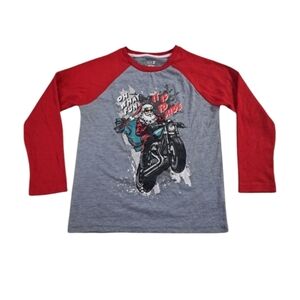 Max & Olivia Sleepwear Gray Red "Oh What Fun It Is To Ride" Boy's Medium (8/10)